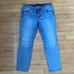 Silver Jeans Co Boyfriend Distressed Medium Wash Button Fly Jeans W31 L29